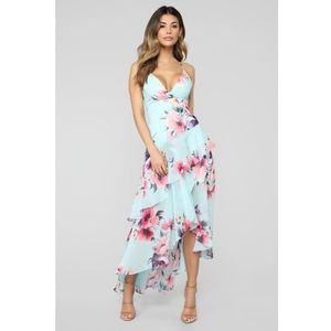 Dazed in Floral Maxi Dress - Light Blue